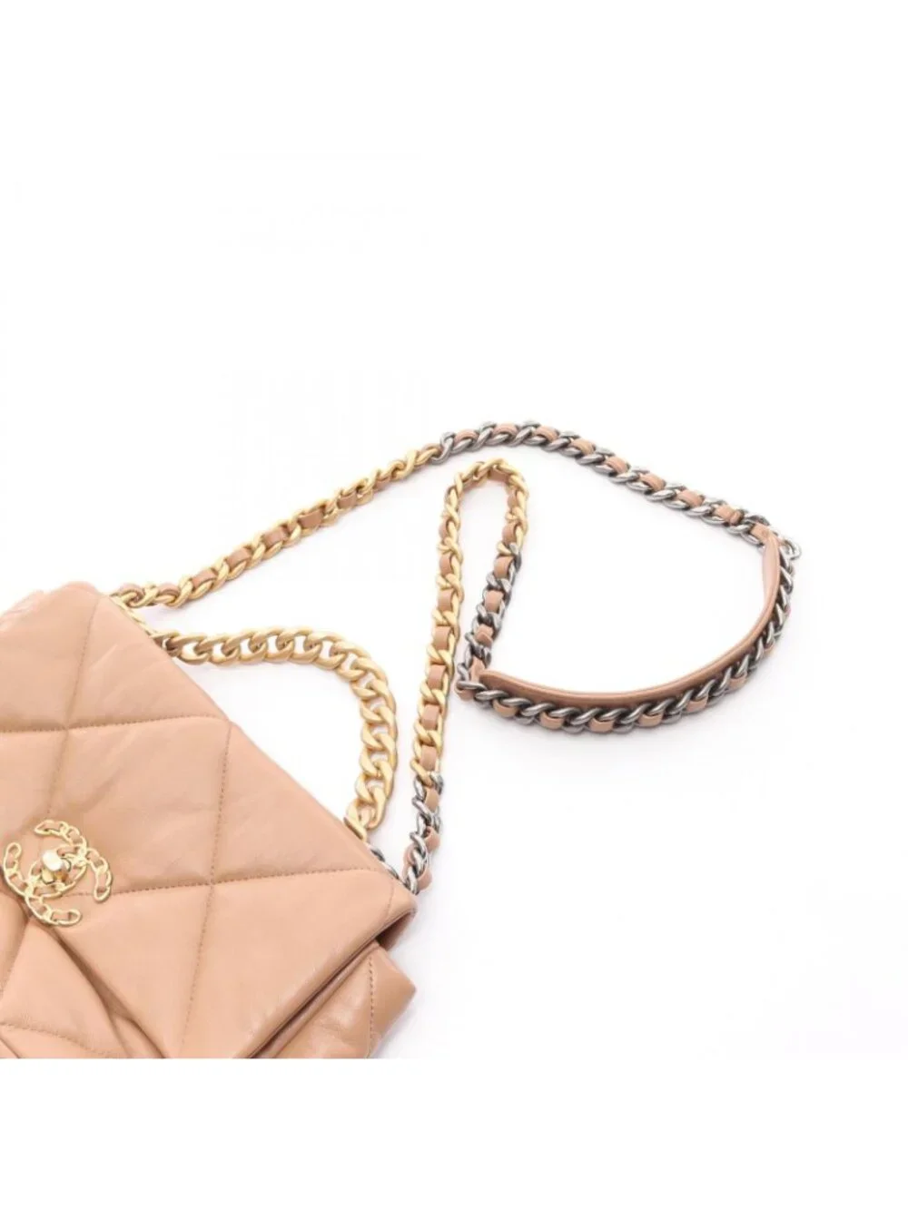 Chanel Shoulder Bag 19 Dizeneuf Quilted 2-Way Camel Lambskin 19 Chain